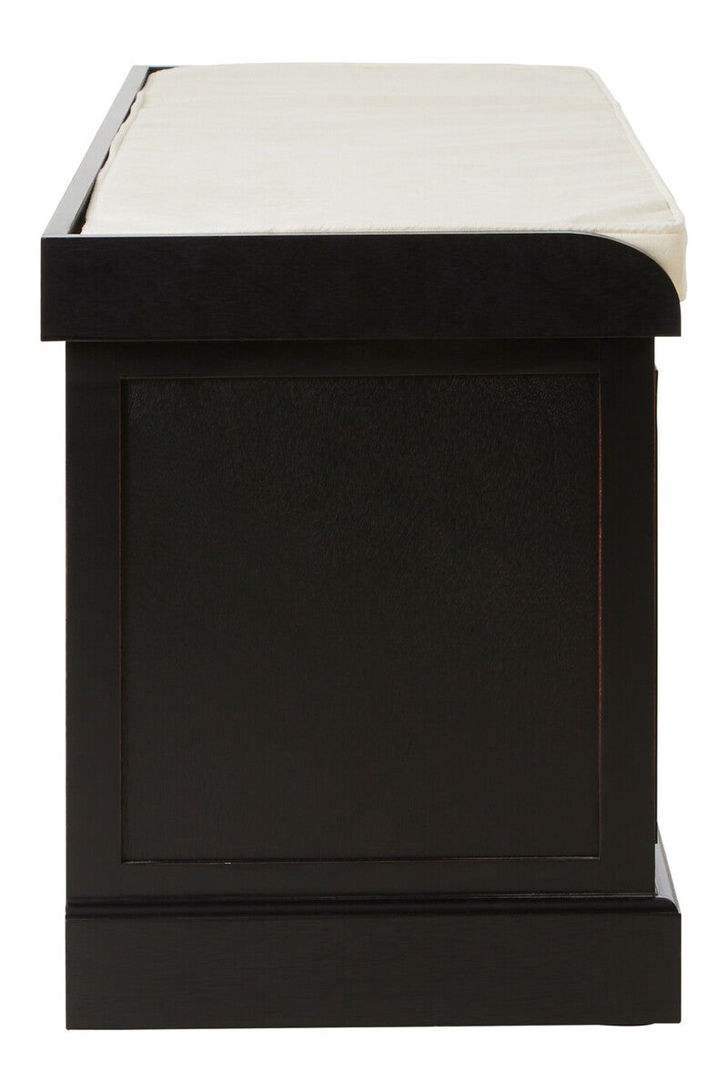 Heritage Black Three Drawer Storage Bench With Cushion