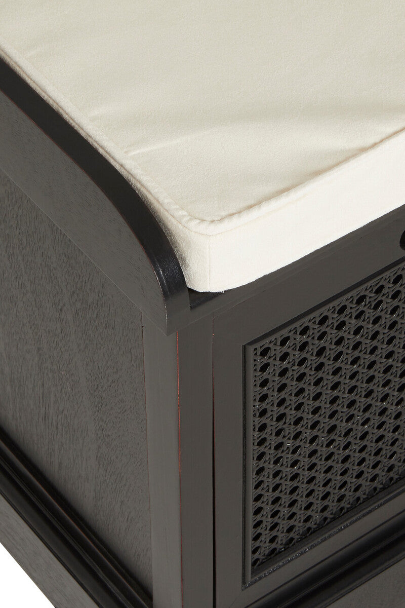 Heritage Black Three Drawer Storage Bench With Cushion
