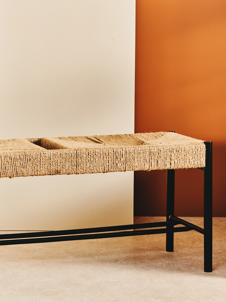 Bandar Natural Rope & Black Wood Large Bench