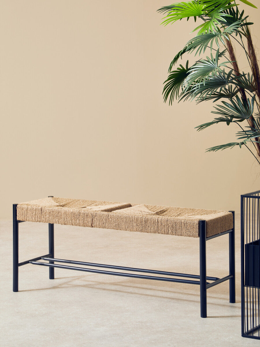 Bandar Natural Rope & Black Wood Large Bench