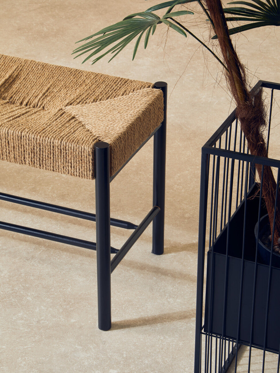 Bandar Natural Rope & Black Wood Large Bench
