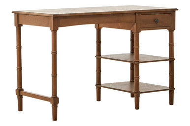 Brown Pine Wood Console Table With 1 Storage Drawer & 2 Shelves, Heritage
