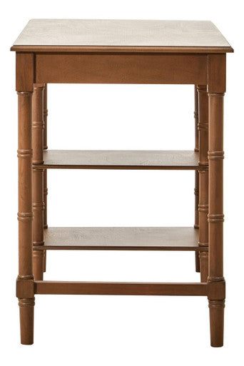 Brown Pine Wood Console Table With 1 Storage Drawer & 2 Shelves, Heritage