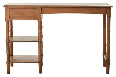 Brown Pine Wood Console Table With 1 Storage Drawer & 2 Shelves, Heritage
