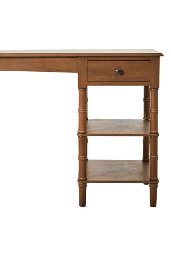 Brown Pine Wood Console Table With 1 Storage Drawer & 2 Shelves, Heritage