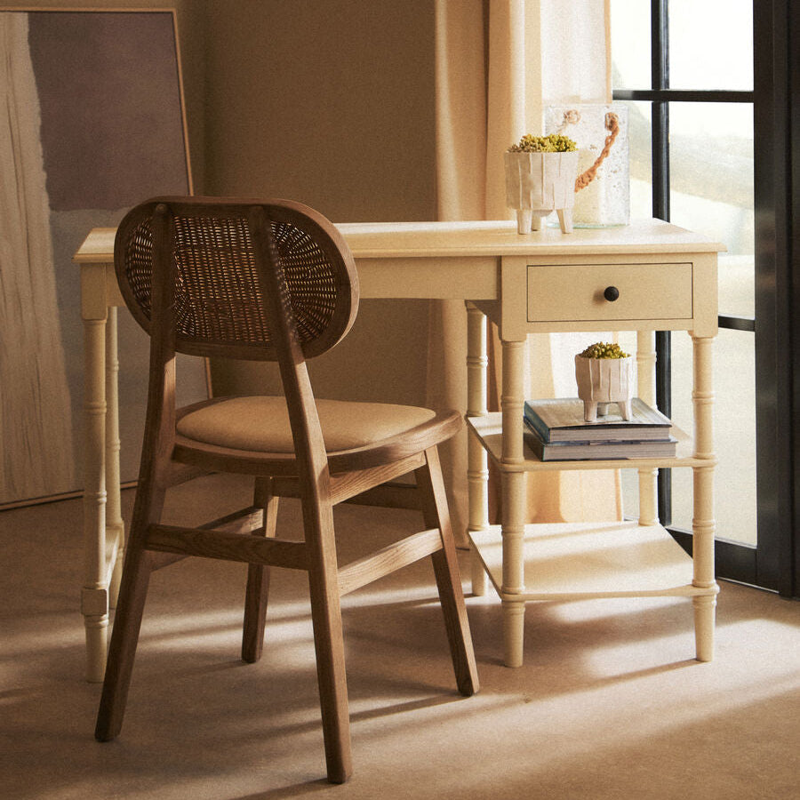 Heritage Ivory Desk With Drawer & Shelves
