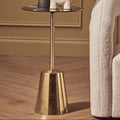 Black Marble Top Side Table With Luxe Gold Metal Base, Avola