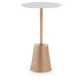 White Marble Top Side Table With Gold Metal Base, Avola
