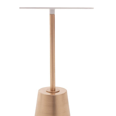 White Marble Top Side Table With Gold Metal Base, Avola