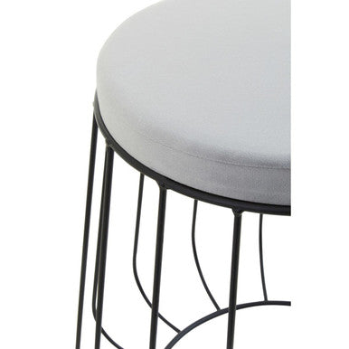 Hayes Grey Velvet Stool With Black Frame