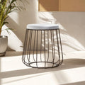 Hayes Grey Velvet Stool With Black Frame