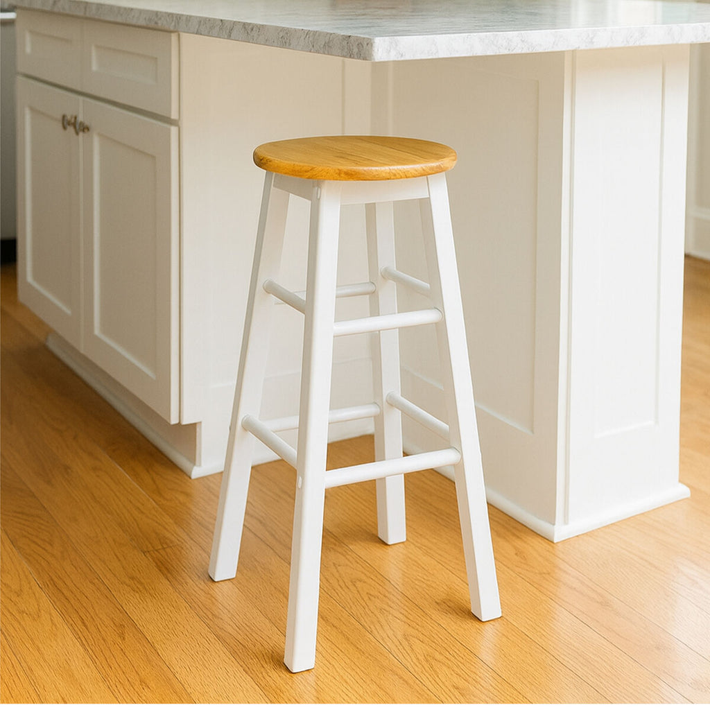 Chester White & Natural Wooden Kitchen Or Bar Stool