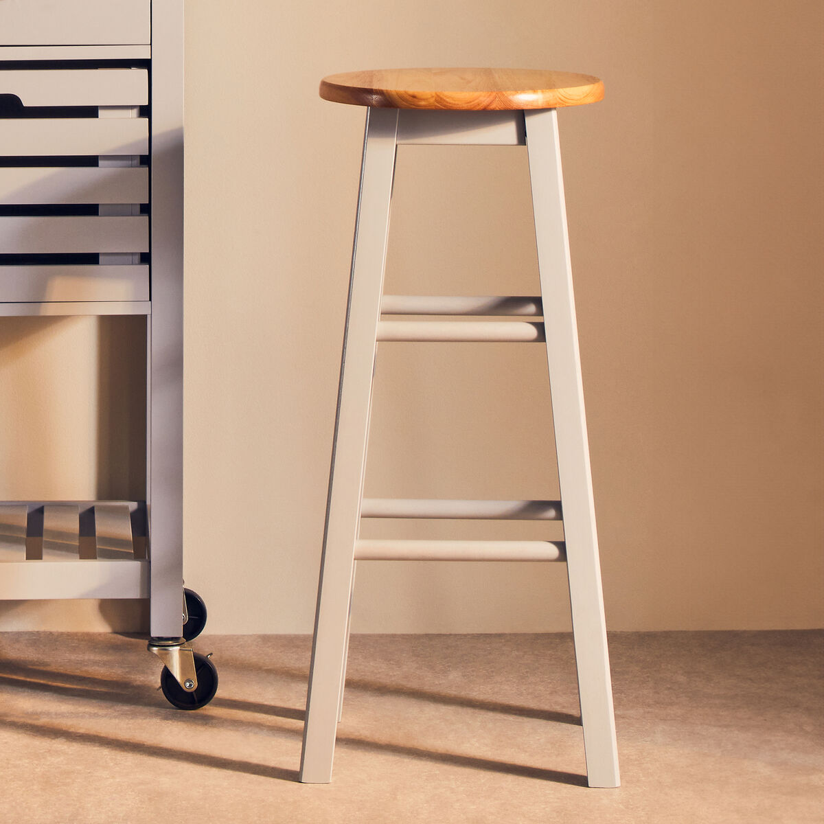 Chester Natural & Grey Wood Bar Or Kitchen Stool