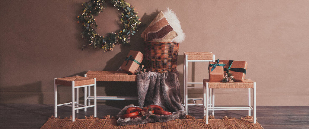 Bandar Small Natural Rope & White Wood Bench