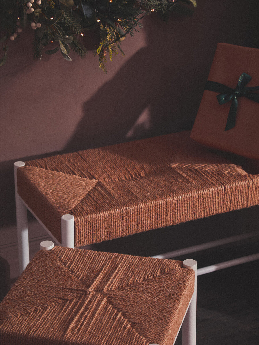 Bandar Small Natural Rope & White Wood Bench