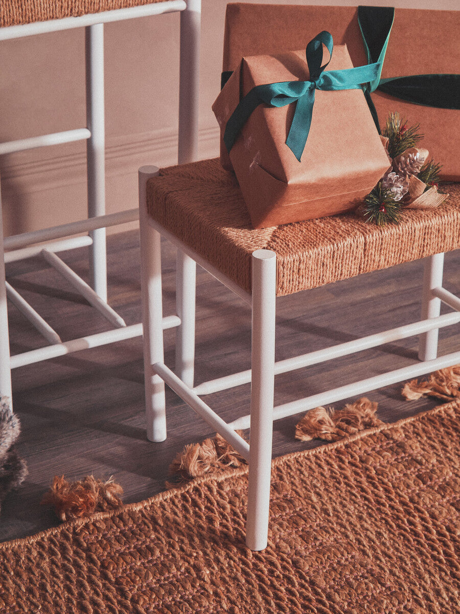 Bandar Small Natural Rope & White Wood Bench