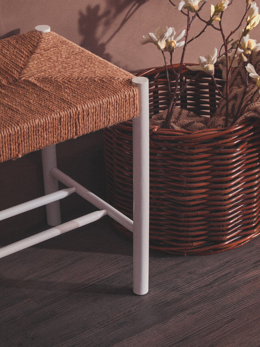 Bandar Small Natural Rope & White Wood Bench