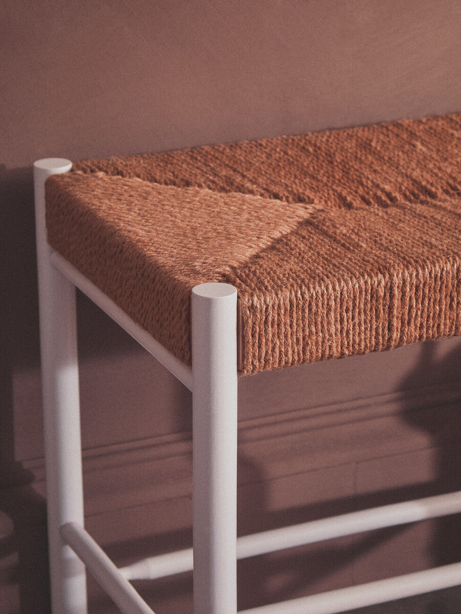 Bandar Small Natural Rope & White Wood Bench