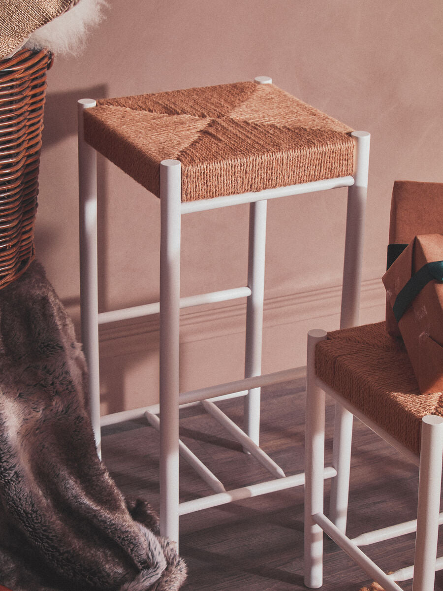 Bandar Natural Rope & White Bar Stool