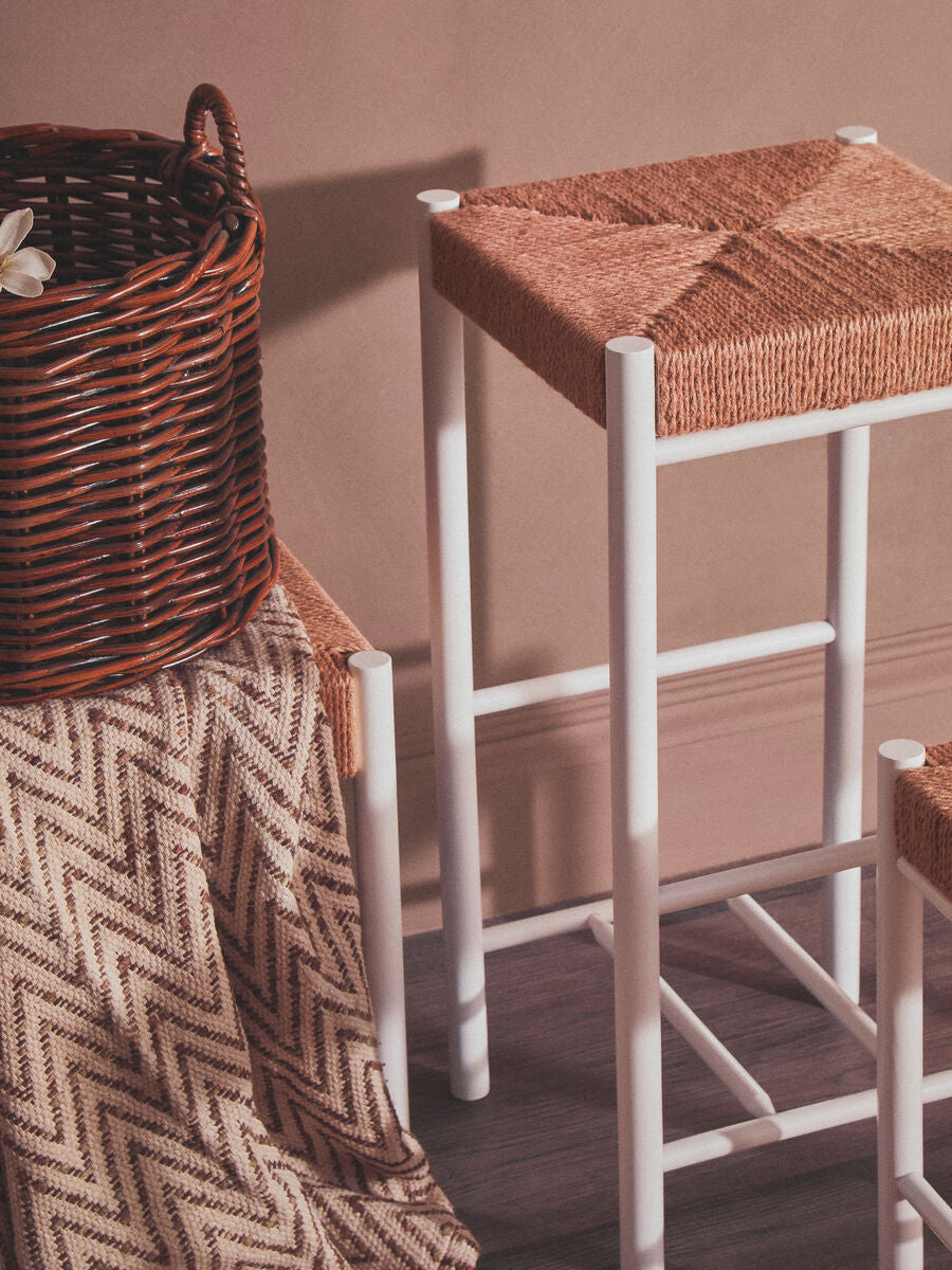 Bandar Natural Rope & White Bar Stool