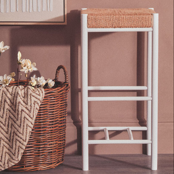 Bandar Natural Rope & White Bar Stool