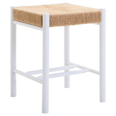 Bandar Natural Rope & White Wood Stool