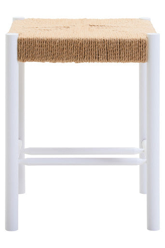 Bandar Natural Rope & White Wood Stool