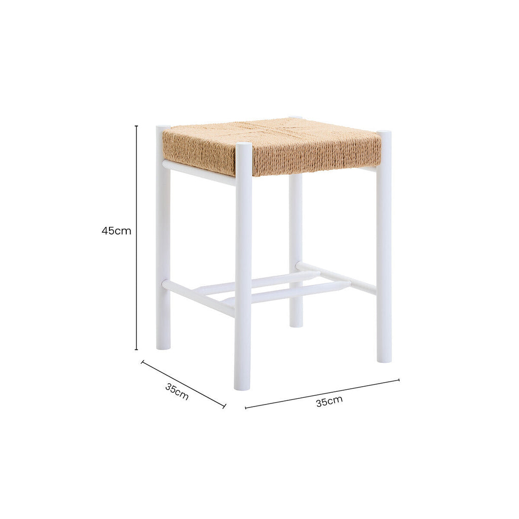 Bandar Natural Rope & White Wood Stool