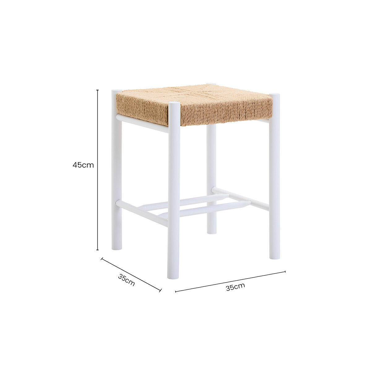 Bandar Natural Rope & White Wood Stool