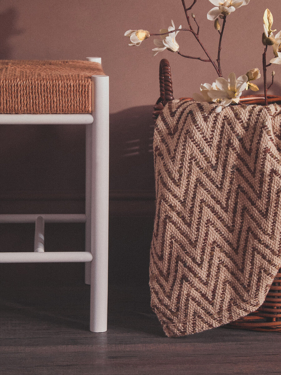 Bandar Natural Rope & White Wood Stool