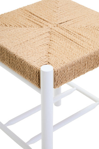 Bandar Natural Rope & White Wood Stool