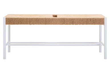 Bandar Large Natural Rope & White Wood Bench