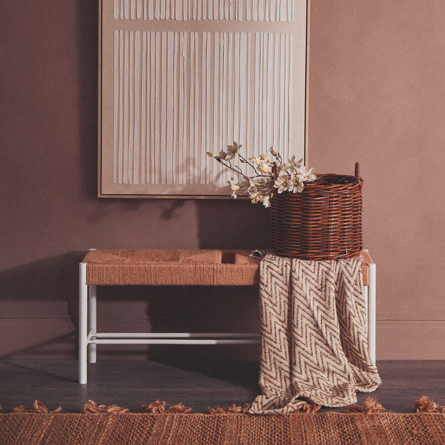 Bandar Large Natural Rope & White Wood Bench