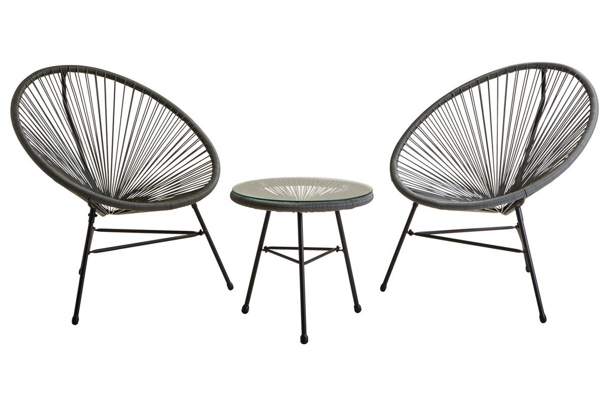 Miami Grey 3 Piece Rattan Garden Patio Set