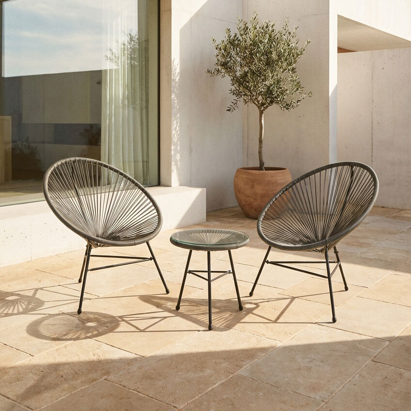 Miami Grey 3 Piece Rattan Garden Patio Set