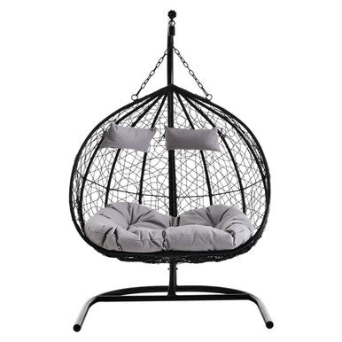 Goa Black Rattan Double Hanging Chair
