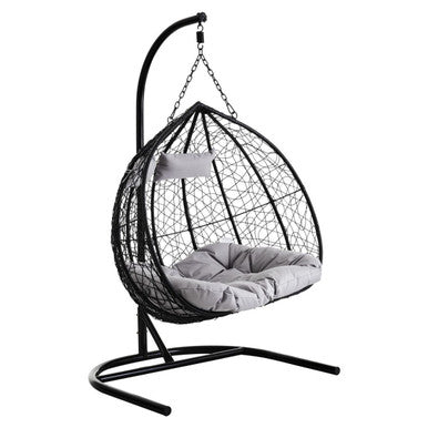 Goa Black Rattan Double Hanging Chair