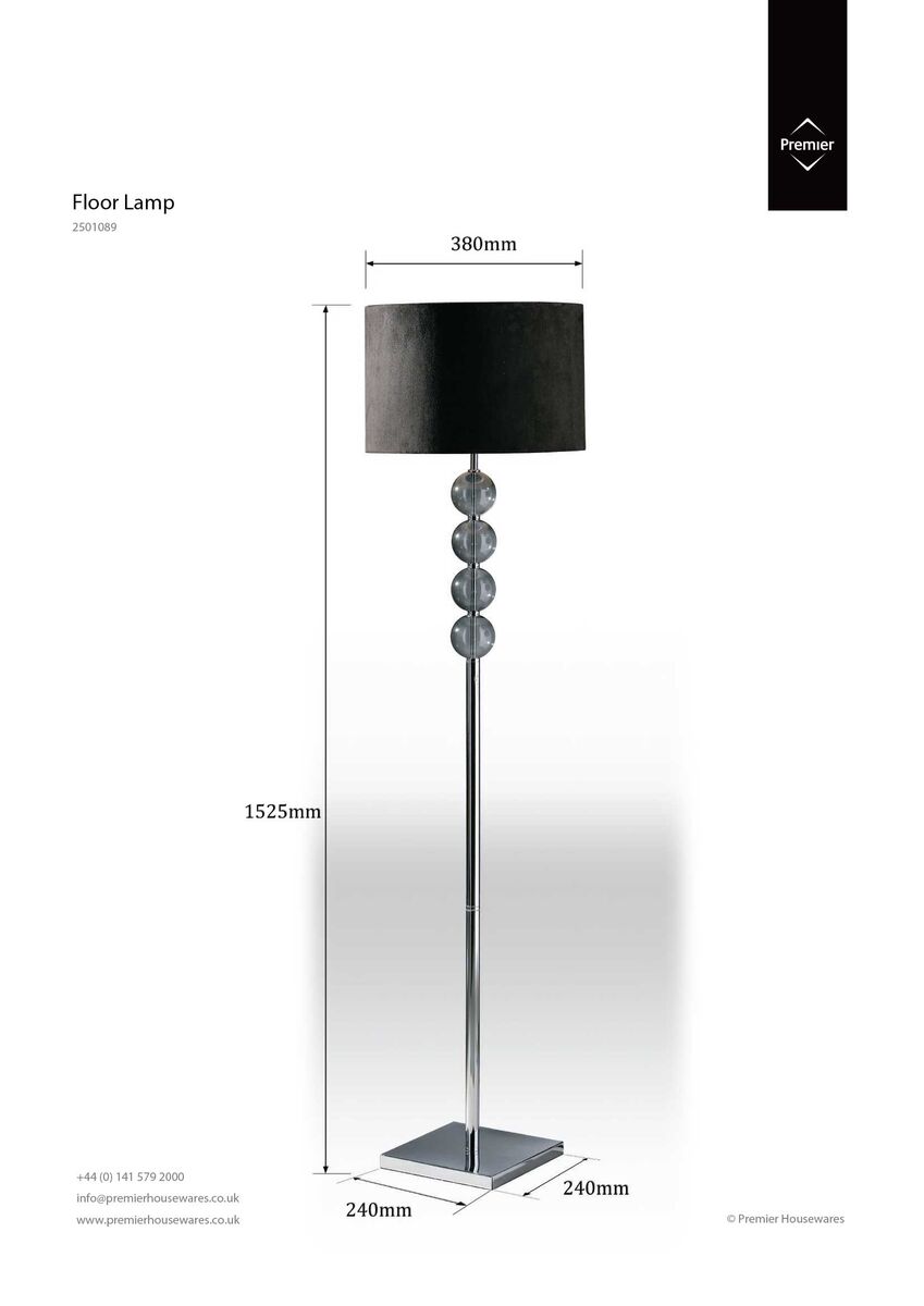 Mistro Black Suede Shade Floor Lamp