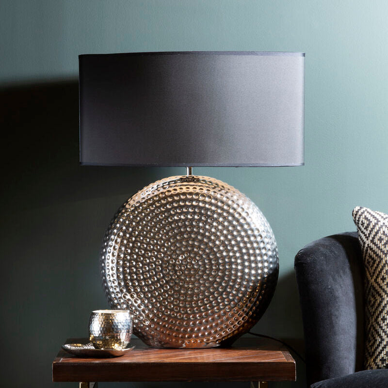 Evette Small Hammered Chrome Table Lamp