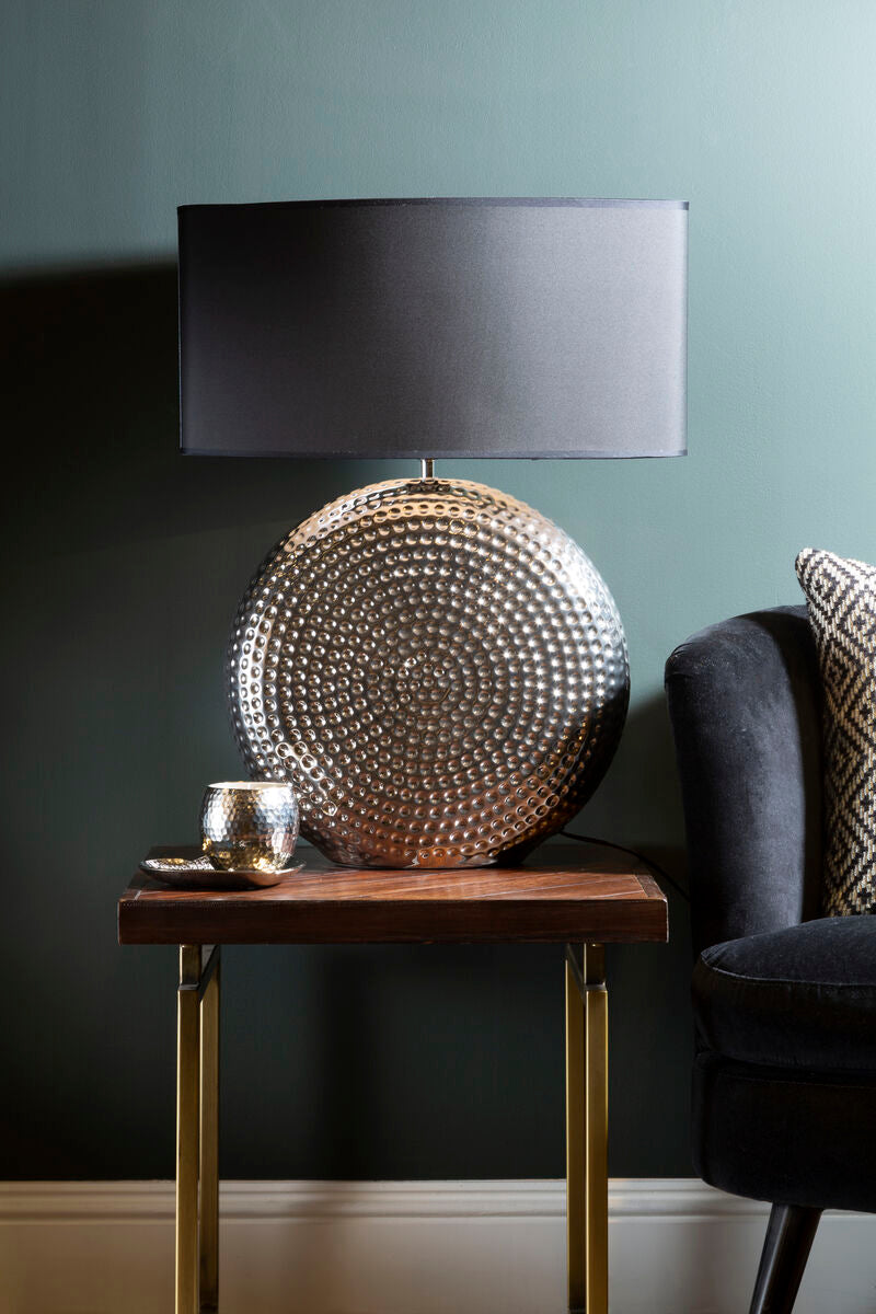 Evette Small Hammered Chrome Table Lamp