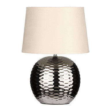 Amiya Dimple Table Lamp In Chrome With Fabric Shade