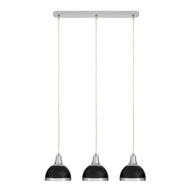 Jasper Black Shade & Chrome Pendant Light