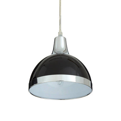 Jasper Black Shade & Chrome Pendant Light