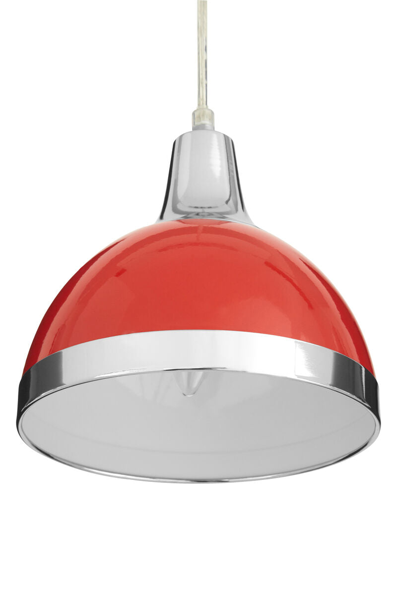 Jasper Red Shade & Chrome Pendant Light