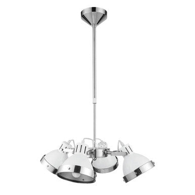 Jasper White Shade & Chrome 4 Light Pendant Light