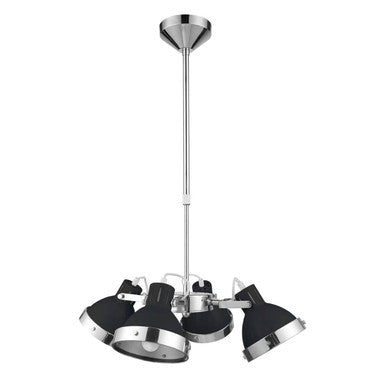 Jasper Black Shade & Chrome 4 Light Pendant Light