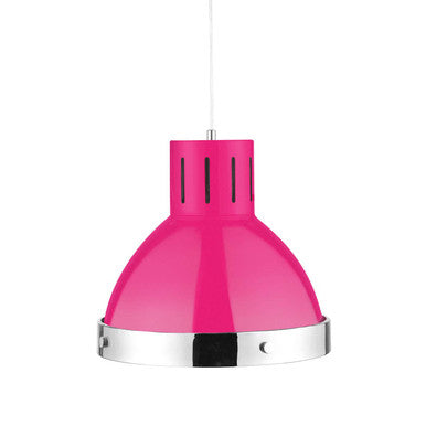 Jasper Hot Pink & Chrome Bell Shaped Pendant Light