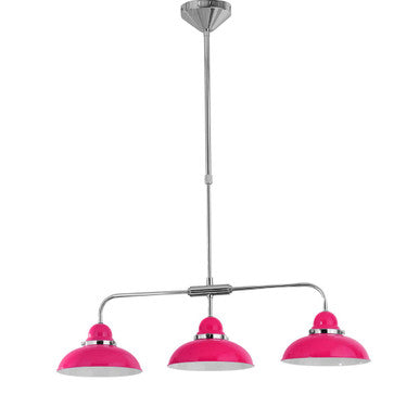 Jasper Hot Pink & Chrome 3 Light Pendant