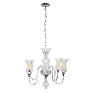 Abelia Glass & Chrome 6 Arm Chandelier
