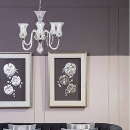 Abelia Glass & Chrome 6 Arm Chandelier